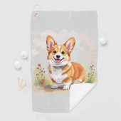 Cute Red Pembroke Welsh Corgi Dog Golfhanddoek (Insitu)