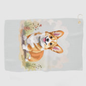 Cute Red Pembroke Welsh Corgi Dog Golfhanddoek (Horizontaal)