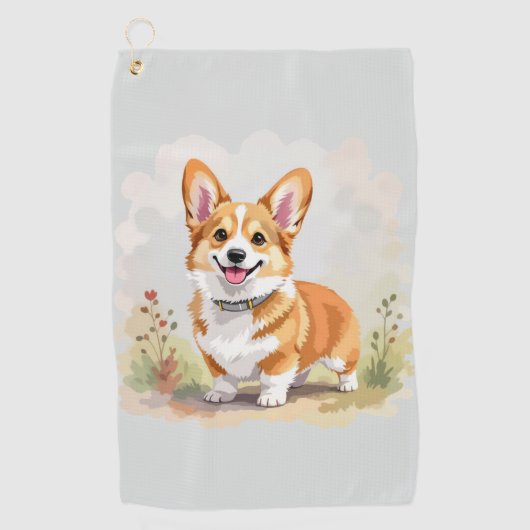 Cute Red Pembroke Welsh Corgi Dog Golfhanddoek (Voorkant)