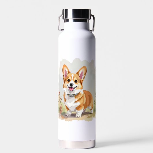 Cute Red Pembroke Welsh Corgi Dog Waterfles (Voorkant)