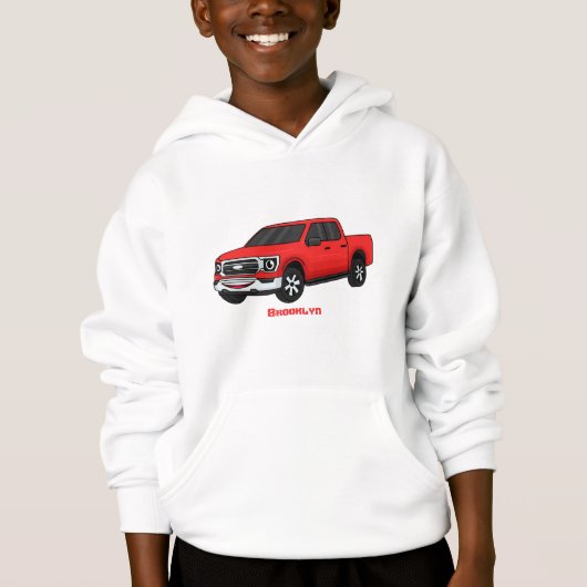 Cute red pickup truck cartoon afbeelding (Voorkant)