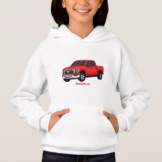 Cute red pickup truck cartoon afbeelding (Voorkant)
