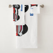 Cute red pickup truck cartoon afbeelding bad handdoek (Insitu)