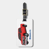 Cute red pickup truck cartoon afbeelding bagagelabel (Voorkant verticaal)