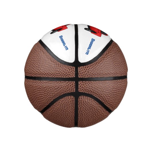 Cute red pickup truck cartoon afbeelding basketbal