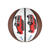Cute red pickup truck cartoon afbeelding basketbal (Verticaal)