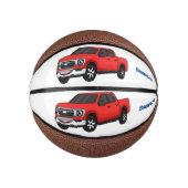 Cute red pickup truck cartoon afbeelding basketbal