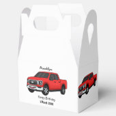 Cute red pickup truck cartoon afbeelding bedankdoosjes (Geopend)
