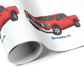 Cute red pickup truck cartoon afbeelding cadeaupapier (Rol Hoek)