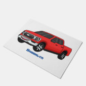 Cute red pickup truck cartoon afbeelding deurmat (Schuin)