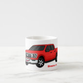 Cute red pickup truck cartoon afbeelding espresso kop (Voorkant)