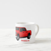Cute red pickup truck cartoon afbeelding espresso kop (Voorkant rechts)