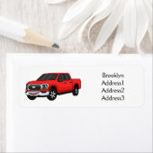 Cute red pickup truck cartoon afbeelding etiket (Insitu)