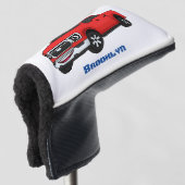 Cute red pickup truck cartoon afbeelding golfheadcover (3/4 voorkant)