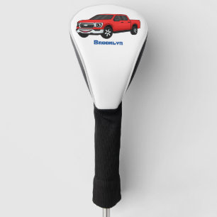 Cute red pickup truck cartoon afbeelding golfheadcover
