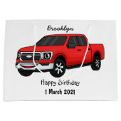 Cute red pickup truck cartoon afbeelding groot cadeauzakje (Voorkant)