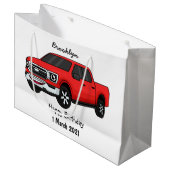 Cute red pickup truck cartoon afbeelding groot cadeauzakje (Voorkant Gekanteld)