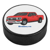 Cute red pickup truck cartoon afbeelding hockey puck (3/4)