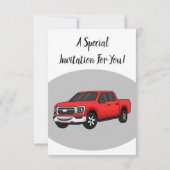 Cute red pickup truck cartoon afbeelding kaart (Achterkant)