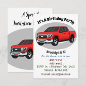 Cute red pickup truck cartoon afbeelding kaart (Voorkant / Achterkant)