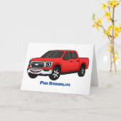 Cute red pickup truck cartoon afbeelding kaart (Gele Bloem)