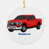 Cute red pickup truck cartoon afbeelding keramisch ornament (Achterkant)