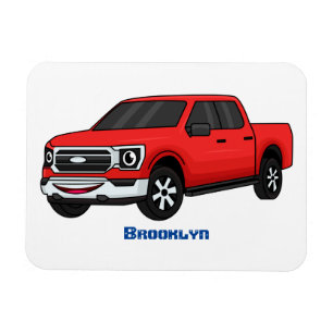 Cute red pickup truck cartoon afbeelding magneet