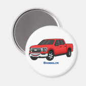 Cute red pickup truck cartoon afbeelding magneet (Voorkant / Achterkant)