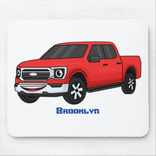 Cute red pickup truck cartoon afbeelding muismat