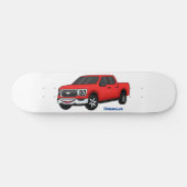 Cute red pickup truck cartoon afbeelding persoonlijk skateboard (Horizontaal)