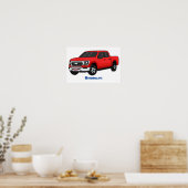 Cute red pickup truck cartoon afbeelding poster (Keuken)