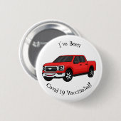 Cute red pickup truck cartoon afbeelding ronde button 5,7 cm (Voorkant /achterkant)