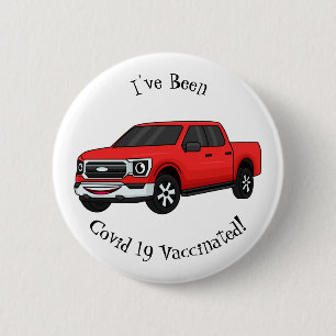Cute red pickup truck cartoon afbeelding ronde button 5,7 cm