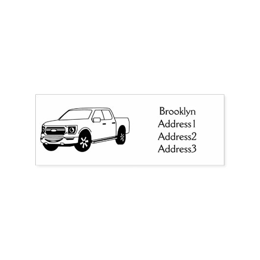 Cute red pickup truck cartoon afbeelding rubberstempel (Afrduk)