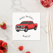 Cute red pickup truck cartoon afbeelding servet (Insitu)
