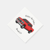 Cute red pickup truck cartoon afbeelding servet (Hoek)