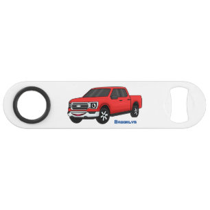 Cute red pickup truck cartoon afbeelding speed flessenopener