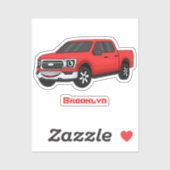 Cute red pickup truck cartoon afbeelding sticker (Vel)