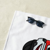 Cute red pickup truck cartoon afbeelding strandlaken (In situ)