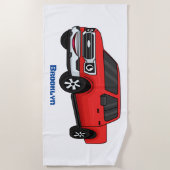Cute red pickup truck cartoon afbeelding strandlaken (Voorkant)