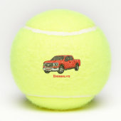 Cute red pickup truck cartoon afbeelding tennisballen (Achterkant)