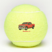 Cute red pickup truck cartoon afbeelding tennisballen (Voorkant)