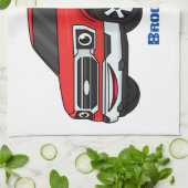 Cute red pickup truck cartoon afbeelding theedoek (Gevouwen)