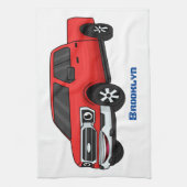 Cute red pickup truck cartoon afbeelding theedoek (Verticaal)