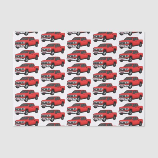 Cute red pickup truck cartoon afbeelding tissuepapier (Voorkant)