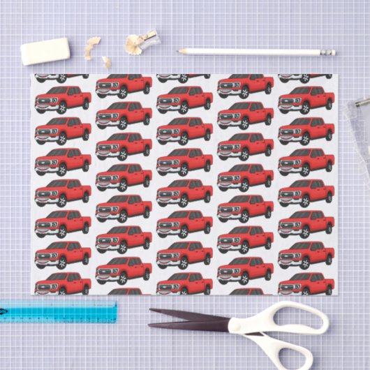Cute red pickup truck cartoon afbeelding tissuepapier (Craft)