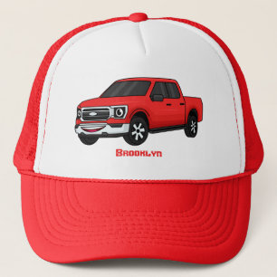 Cute red pickup truck cartoon afbeelding trucker pet