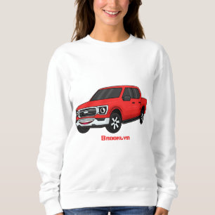 Cute red pickup truck cartoon afbeelding trui