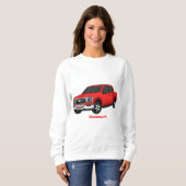 Cute red pickup truck cartoon afbeelding trui (Voorkant volledig)