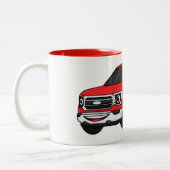 Cute red pickup truck cartoon afbeelding tweekleurige koffiemok (Links)